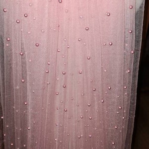 2 yards . baby pink pearl soft bridal tulle lace  net elegant dress fabric.  2 yards price.58 wide