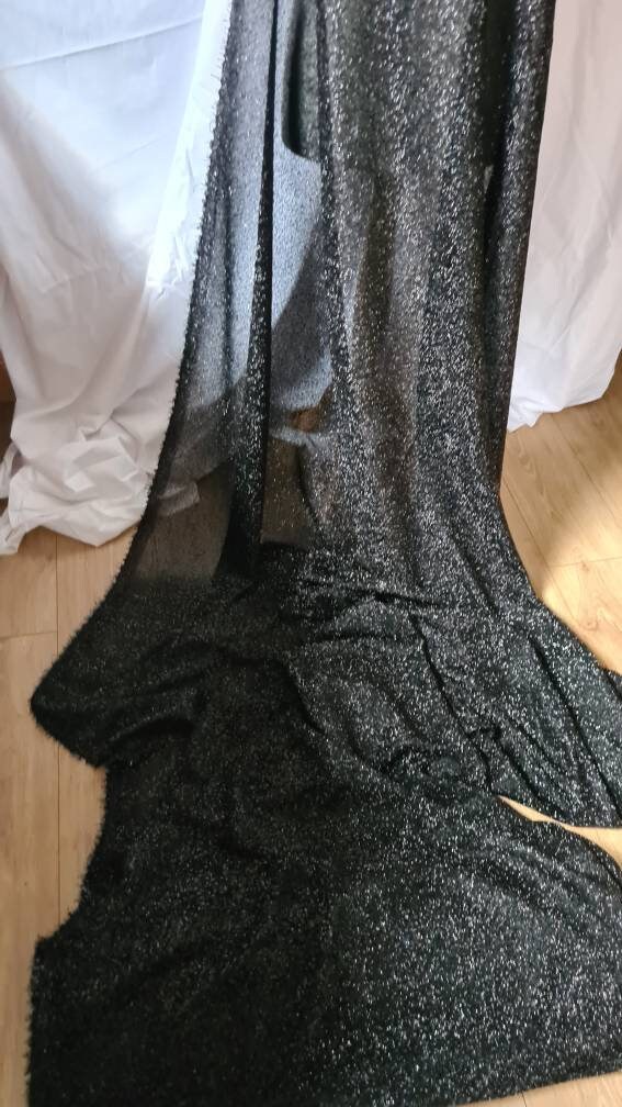 1mtr.black Tinsel Effect Fabric 58 Inches Wide. Etsy