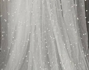 1mtr . white  pearl soft bridal tulle lace  net elegant dress fabric. by the mtr.58 wide
