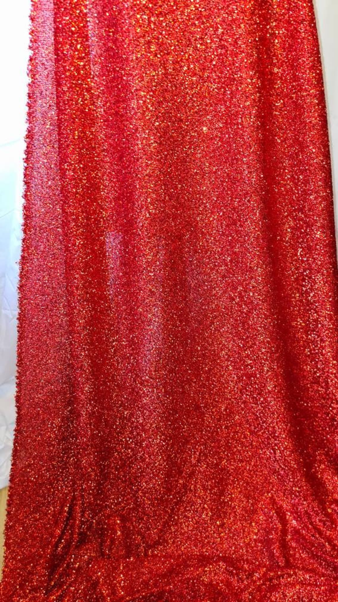 1mtr.red Tinsel Effect Fabric 58 Inches Wide. Etsy