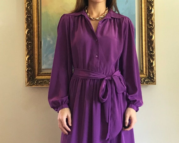 Halston III vintage purple silk secretary dress
