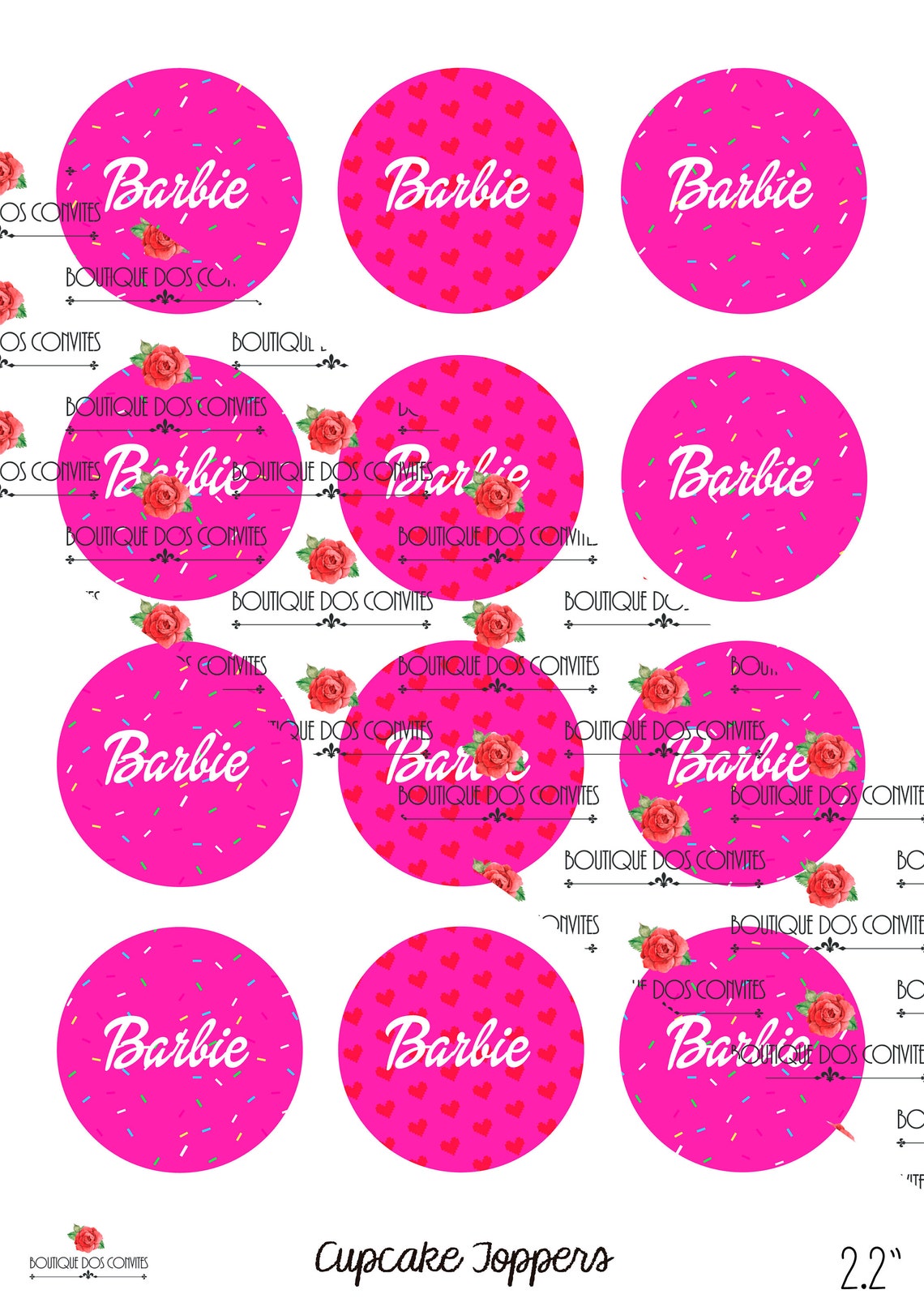 INSTANT DOWNLOAD Barbie Printable Cupcake Toppers Etsy UK