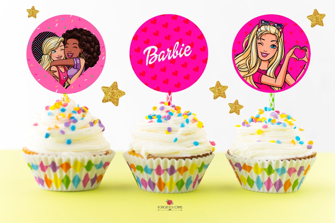 INSTANT DOWNLOAD Barbie Printable Birthday Cupcake Toppers | Etsy