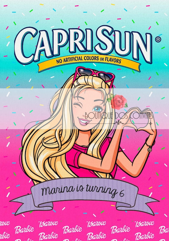 PERSONALIZED Digital File Unicorn Barbie Capri Sun Label Barbie Birthday