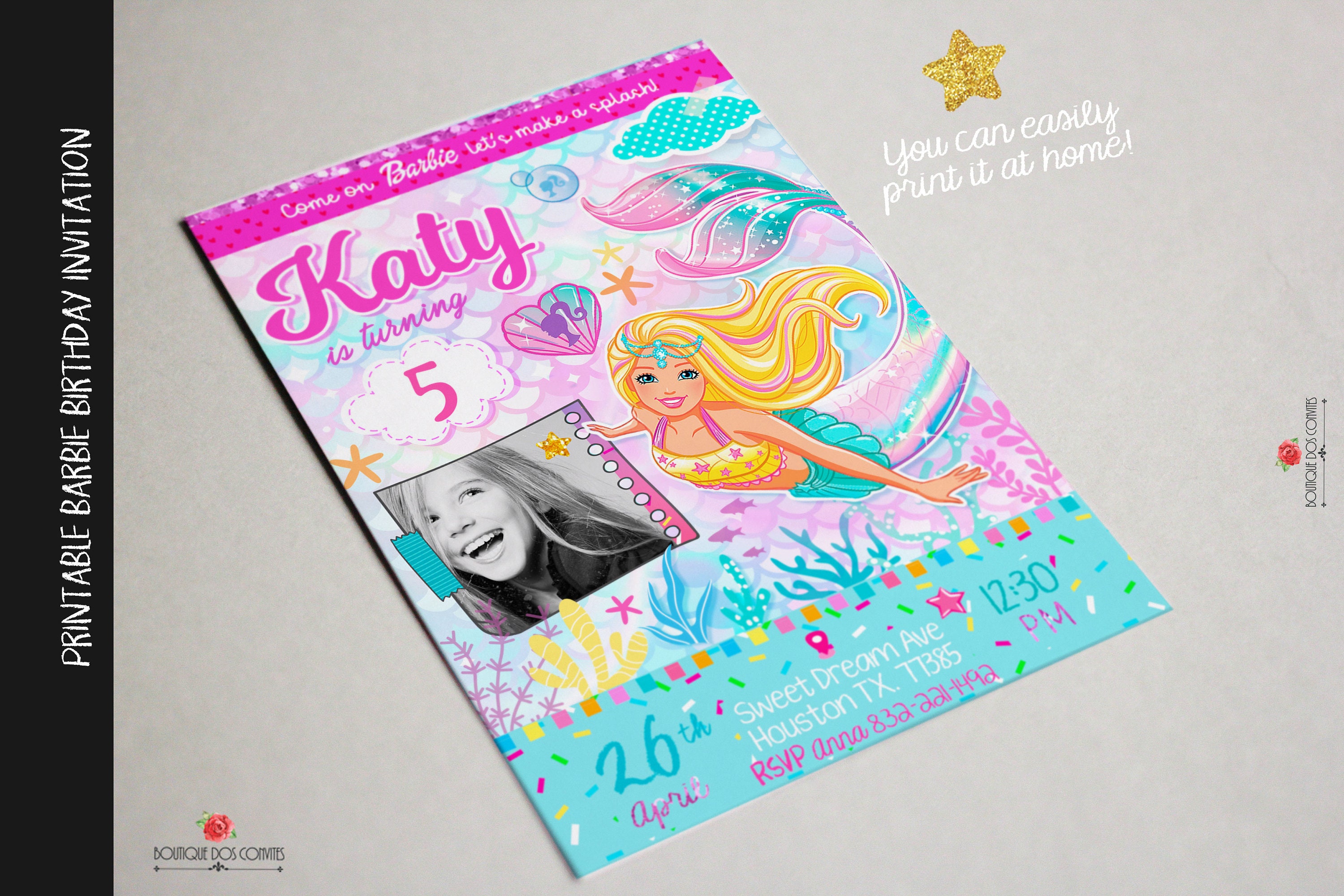 barbie mermaid birthday invitations
