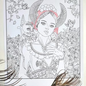 Printable coloring page, downloadable coloring sheet of my original paintings, print at home PDF, printable coloring sheets