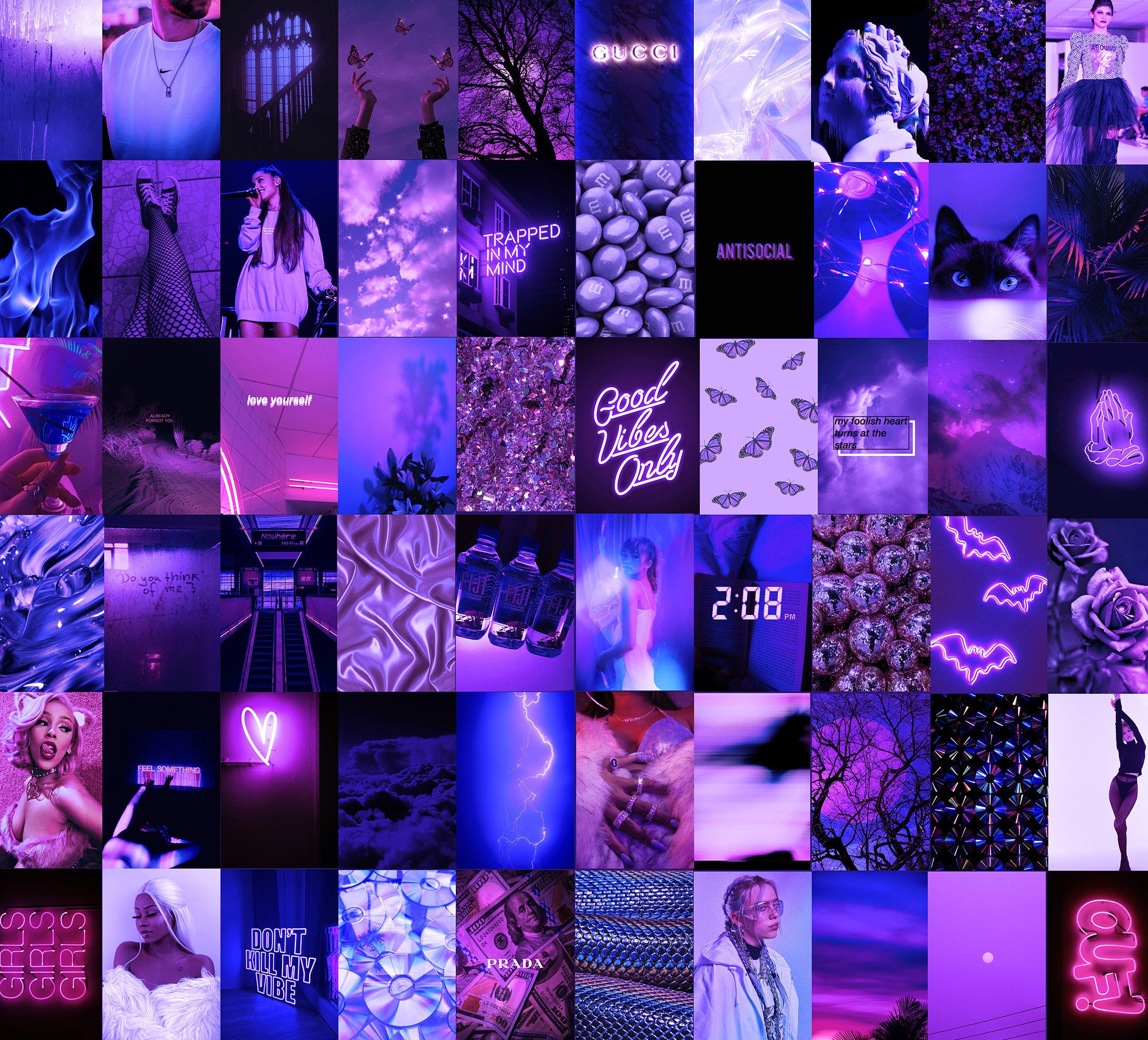 Boujee Wall Collage Kit Purple Aesthetic Photo Collage Room Etsy Boujee Wall Collage Kit Purple Aesthetic Photo Collage Room Etsy
