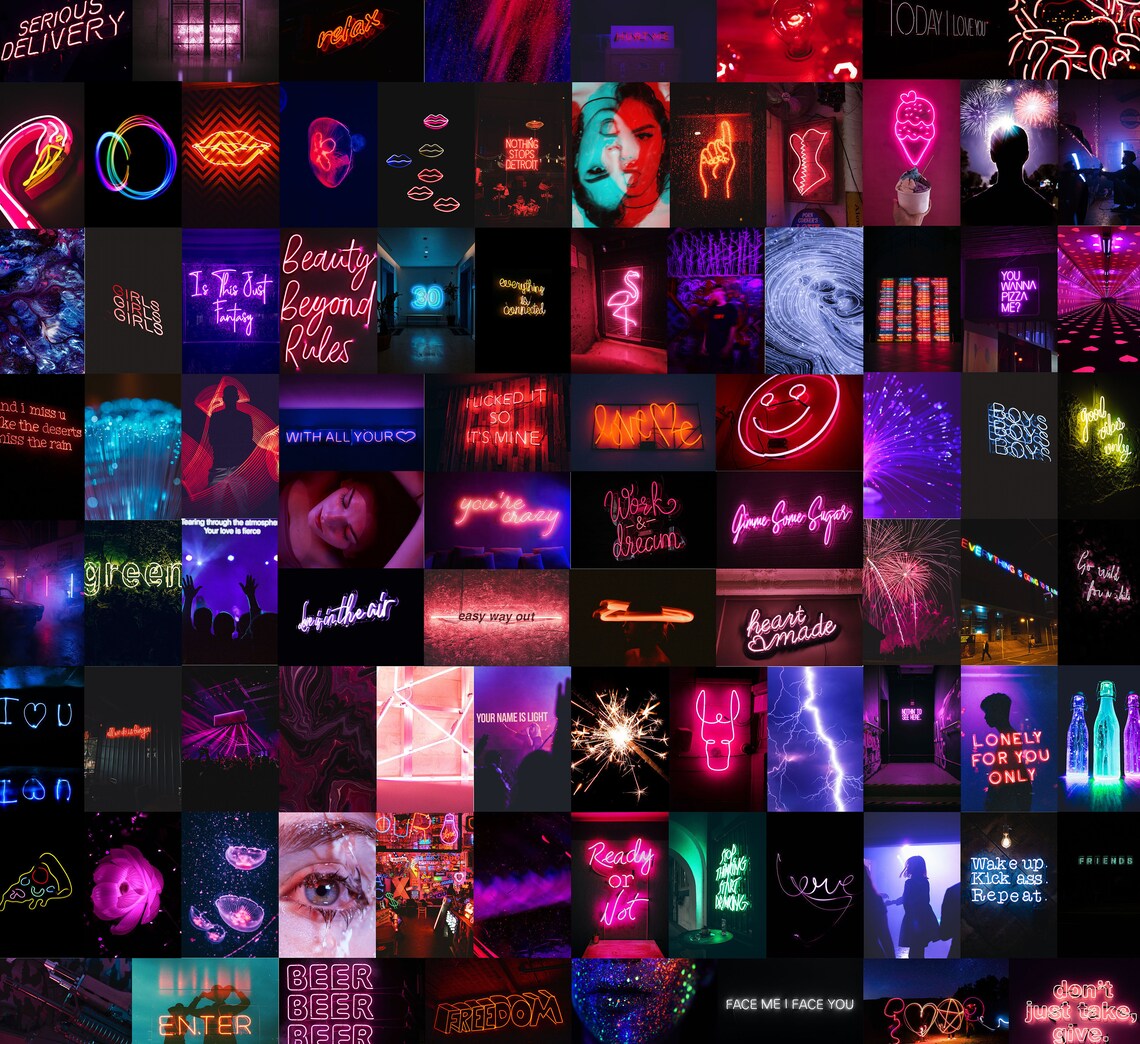 Big Neon Wall Collage Kit Photo Collage Room Decor Colorful Etsy