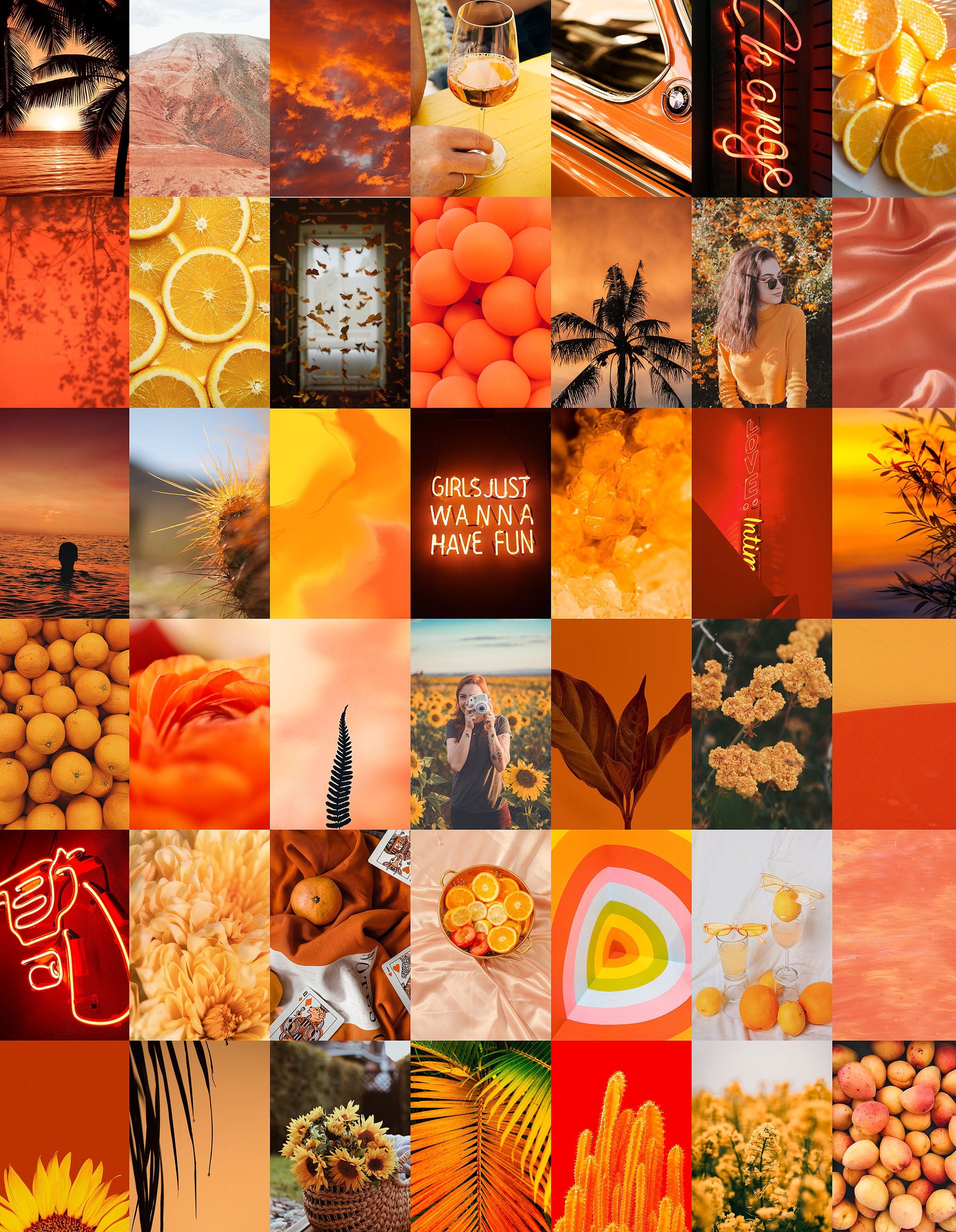 Orange Wall Collage Kit Photo Collage Room Decor Summer Orange Etsy