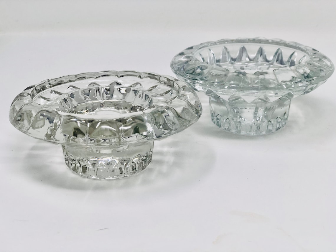 Pair of Vintage Glass Candlestick holders KIG Malaysia Etsy