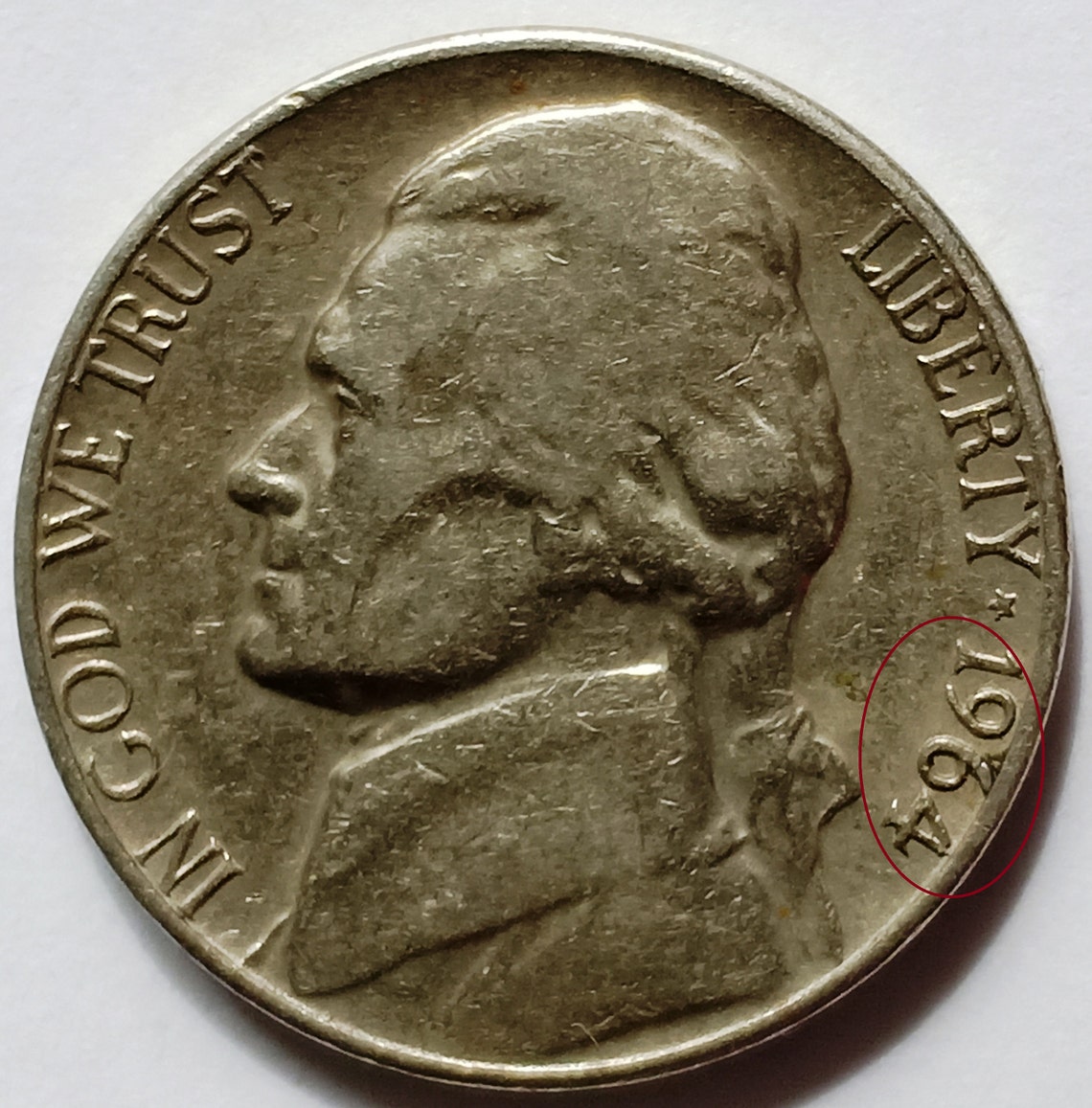 Nickel ERROR Jefferson coin 1964 Etsy