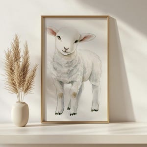 Lamb nursery art, baby lamb print, farmhouse nursery decor, lamb wall art, cute lamb art, lamb art print, baby room decor, sheep nursery art