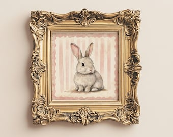 Baby bunny print, nursery print, nursery art, bunny art, girly art, art for girls room, pink nursery art, vintage bunny art