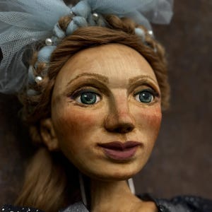 Wooden Rod Puppet, Handmade Wooden Marionette, Fairytale Puppet Doll, Collectible Art Toy “Emily”