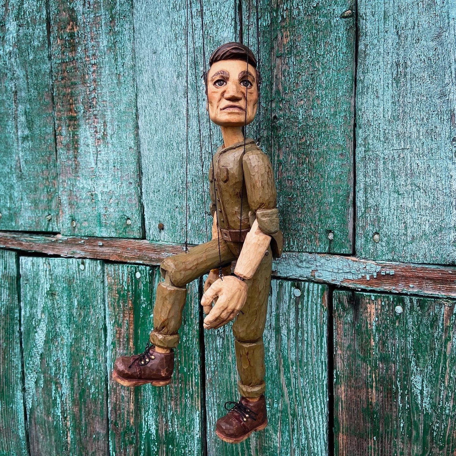 Wooden Puppet Victorious Soldier. Handmade. Wood Carving. Etsy
