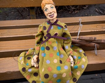 Wooden doll, Marionette, Handmade, Wood Carving, Ooak art doll, Hand Carved, Wooden gift, puppet, Collectible doll