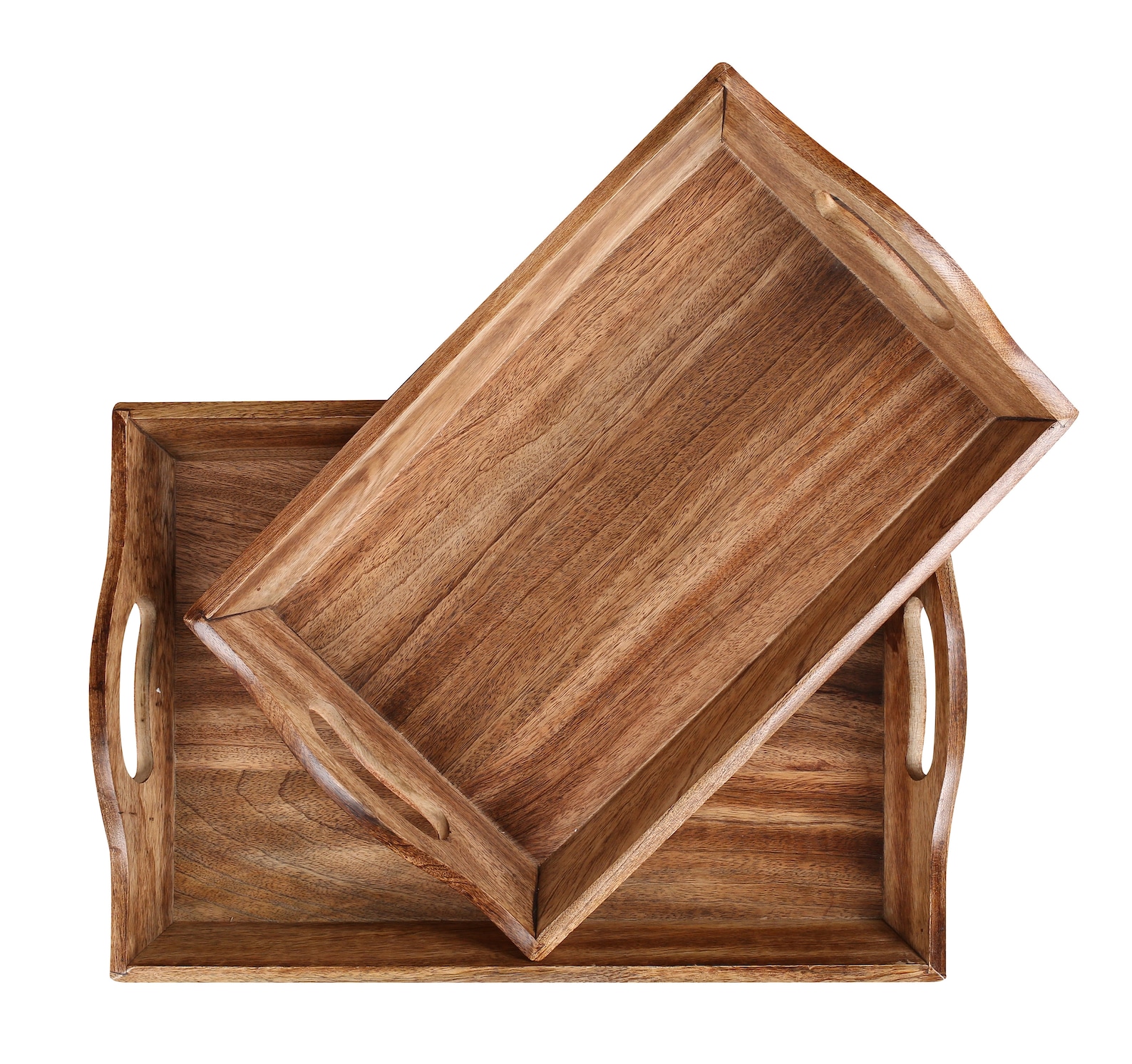 Antique Mango Wood Serving Tray Set of 2 Burn Finish for Etsy