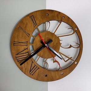 Minimalist Wooden Wall Clock, Handmade Plywood Clock, Nordic Wall Decor, Farmhouse, Boho or Modern Home Gift, Wall Clock, Made in Ukraine