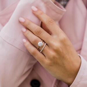Fine Rose Gold Ring Set, 2CT White Round Cut CZ Wedding Ring Set In 925 Silver, 2 Pcs Solitaire Ring Set, Engagement Ring Set, Gift For Her