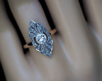 Vintage Art Deco Engagement Ring: 1.39 CT Lab Diamond, Sterling Silver