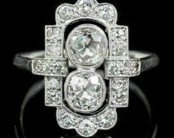 Bezel Set Moissanite Art Deco Ring: Sterling Silver Anniversary Jewelry