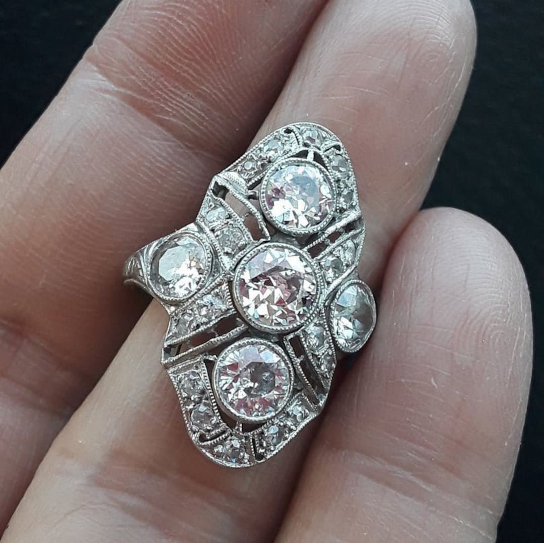 Silvershake Art Deco 3-Stone Amethyst Ring - 925 Sterling Silver, White Gold Plated, Size 6 - View #7