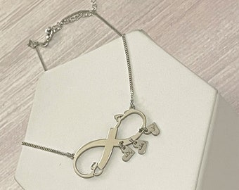 Arabic Infinity Initial Necklace/Sterling Silver Necklace/Kids Name Necklace/Valentines Day Gift/Mom Gift/Christmas Gift/Mother's Day