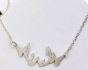 Anpassat arabiskt fjärilsnamnhalsband, sterlingsilverhänge