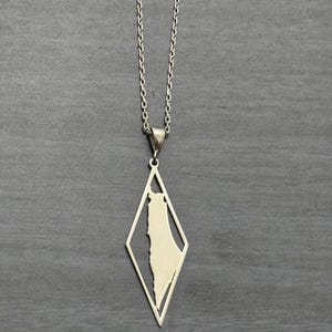 925 Sterling Silber Personalisierte Palästina Karte Halskette, Silber Box Kette, Palästina Karte handgemacht, Palästina Schmuck, Außer Palästina Gaza