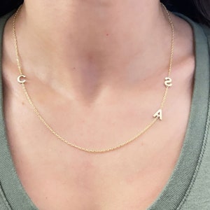 Letters Minimalist Necklace-Sideways Initials Necklace- Mother&#39;s Day Gift- Personalized Jewelry-Bridesmaid Gift -Mama Gift Necklace, For Her