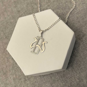 Collar con dos iniciales, colgante con dos letras, collar con dos iniciales, collar personalizado con dos letras, collar de pareja, collar con iniciales personalizado