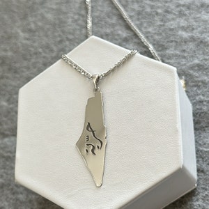 Personalisierte Palästina Karte Halskette für Männer, Sterling Silber 925 Halskette, Rombo Gliederkette, Palästina Karte handgefertigt, Geschenk für ihn