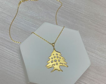 Lebanon Cedar Tree Necklace , Cedar tree pendant handmade Sterling Silver Gold Plated , Lebanon map , The Cedar of Lebanon Necklace