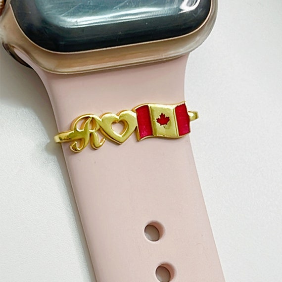 Apple Watch Charm Canada Flag With Initial /personalized Jewelry