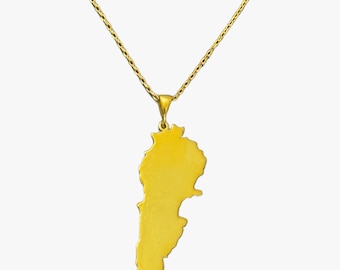 Collar de plata de ley con el mapa del Líbano, joyería libanesa