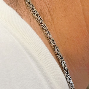 Byzantine Chain Necklace 4.5 mm, Valentines Gift, 925 Sterling Silver King Chain, Chain For Her or Men, Ancient Chain for Him, Mens Chain