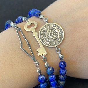 Palestina kralenarmband, Palestina kaart armband, Palestina sieraden, handgemaakte mannen vrouwen armband, set kralen armbanden, sterlingzilver