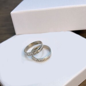 Anillos de plata esterlina con nombre para pareja: dos anillos personalizados, joyas personalizadas, anillos con letras, anillo inicial, regalo de San Valentín, regalo para ella