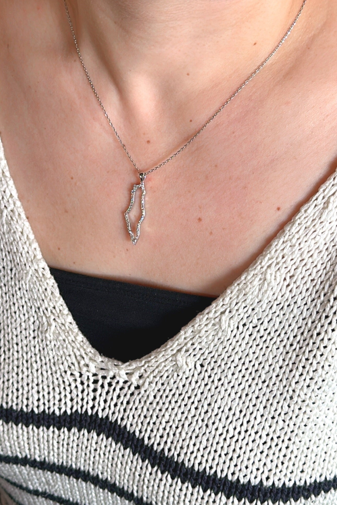 Collana Palestine D'Origine: Gioielli Con Mappa Palestinese, Ciondolo In Acciaio Inox 316L Placcato Oro, Catena Donna, Simbolo Di Appartenenza - 3