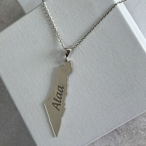 Collana personalizzata con mappa della Palestina, catena a maglie in argento sterling