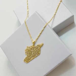 SYRI-hangerketting /Syrische kaartketting / gouden ketting vlag van de Syrische Arabische Republiek voor vrouwen / groene vlag Syrië / vlag vrijheid