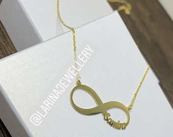 Personalized Infinity Necklace, Custom Name Jewelry, Bridesmaid Gift, Personalized Gift, Infinity Name Necklace, Sterling Silver Necklace