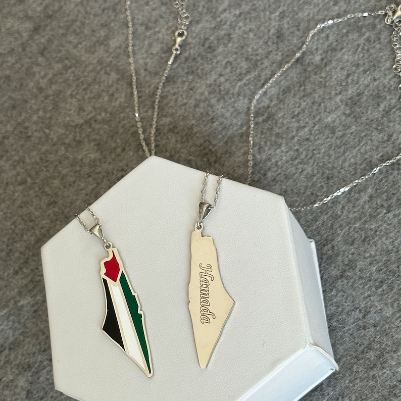 Palestine Israel Map Necklace - Stainless Steel Outline Pendant, Patriotic Jewelry For Men & Women