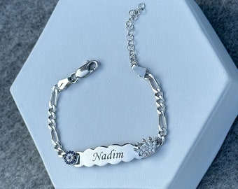 Baby Boy Name Written Bracelet Sterling Silver Name Baby Bracelet