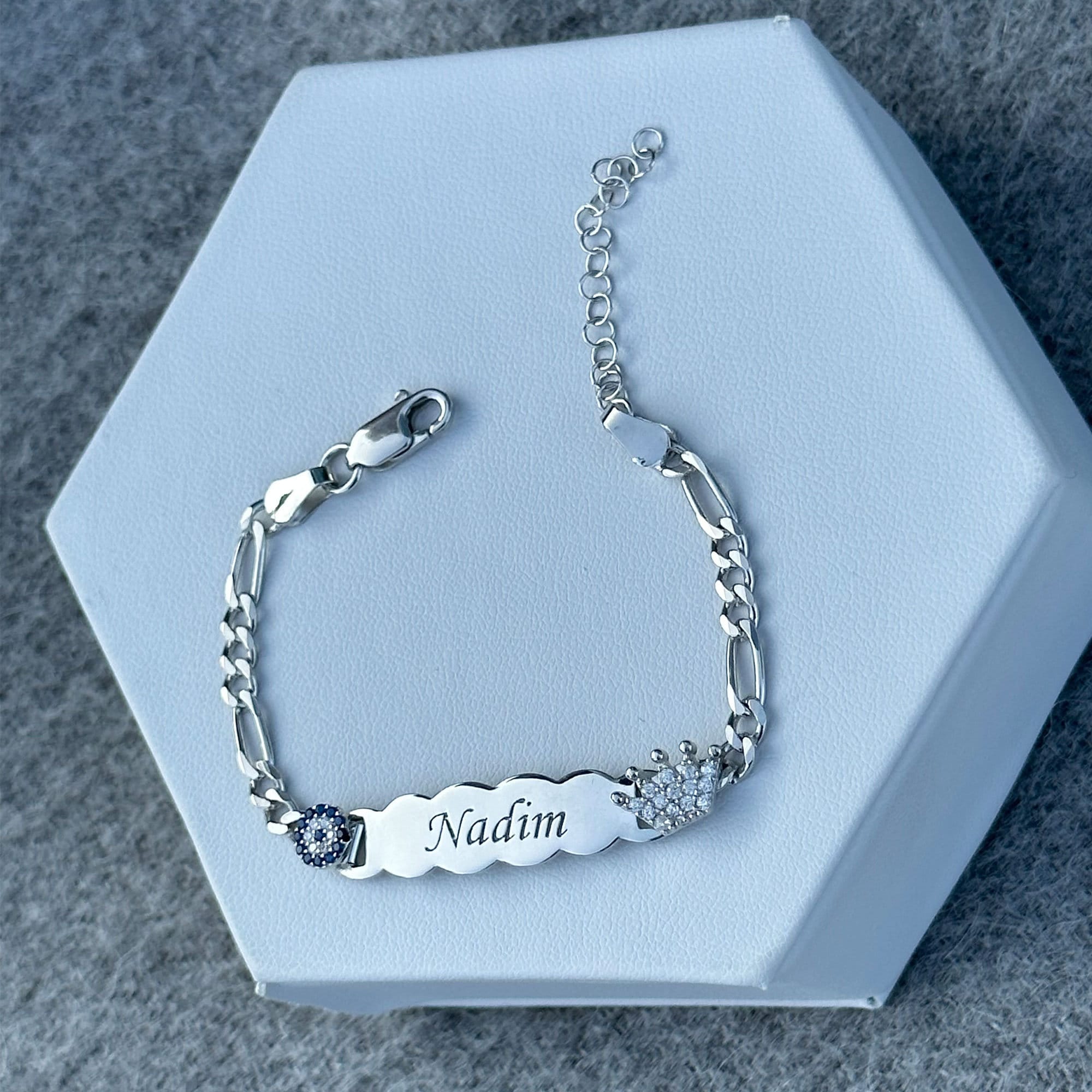 Sterling Silver Baby Name Bracelet, Personalized Christening 