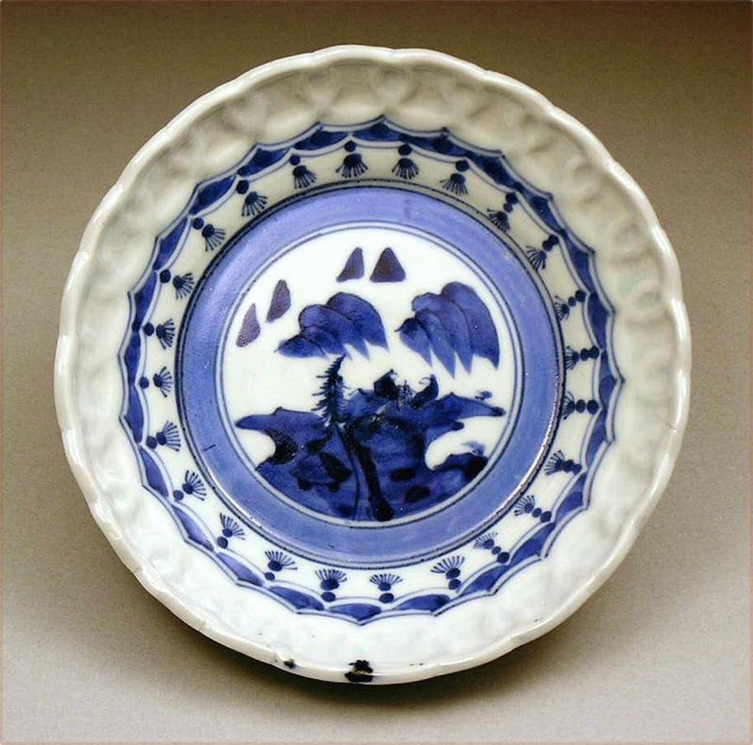 Rare Yokoku Japanese Ko Imari Blue and White Bowl, Early