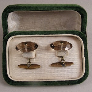 Vintage Japanese Yellow Crystal Cuff Links Early Showa 1930&#39;s