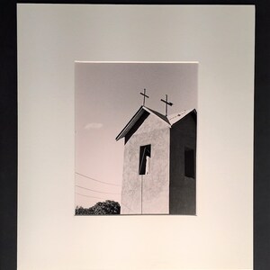 Fine Art Black and White Photograph Taos Church in New Mexico, The size of Matted photo: 18&quot; W x 14 3/8&quot; H, Excellent