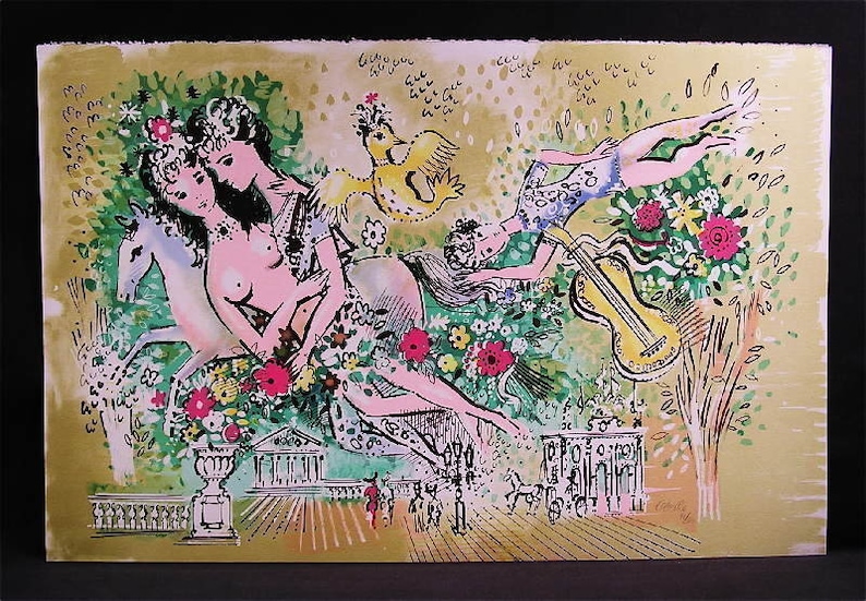 Horse wrider The paper size: 35 W x 23 H Never been framed. unframed Original Lithograph by Charles Cobelle borderless sheet