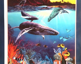 Beautiful Marin Art Work by Christian Lassen 1989, Heavy Stock